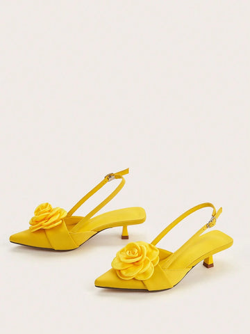 Women's Niche Elegant Comfortable Floral Decor High Heel Pumps