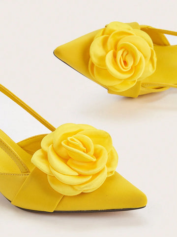 Women's Niche Elegant Comfortable Floral Decor High Heel Pumps