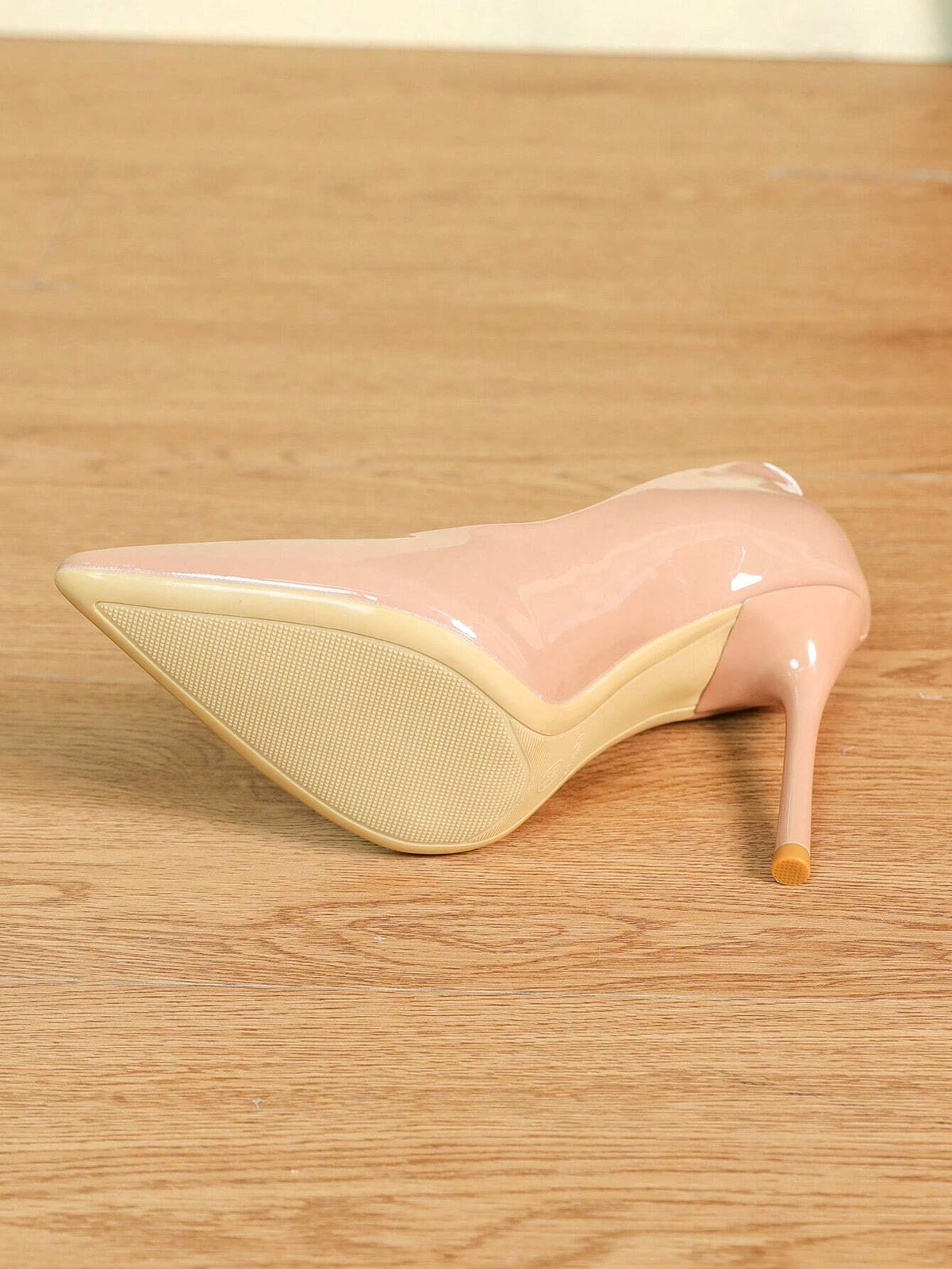 Women's Nude High Heels, Spring Elegant Black Work Pumps With Stiletto Heel, Soft Leather, Pointed Toe, Patent Leather