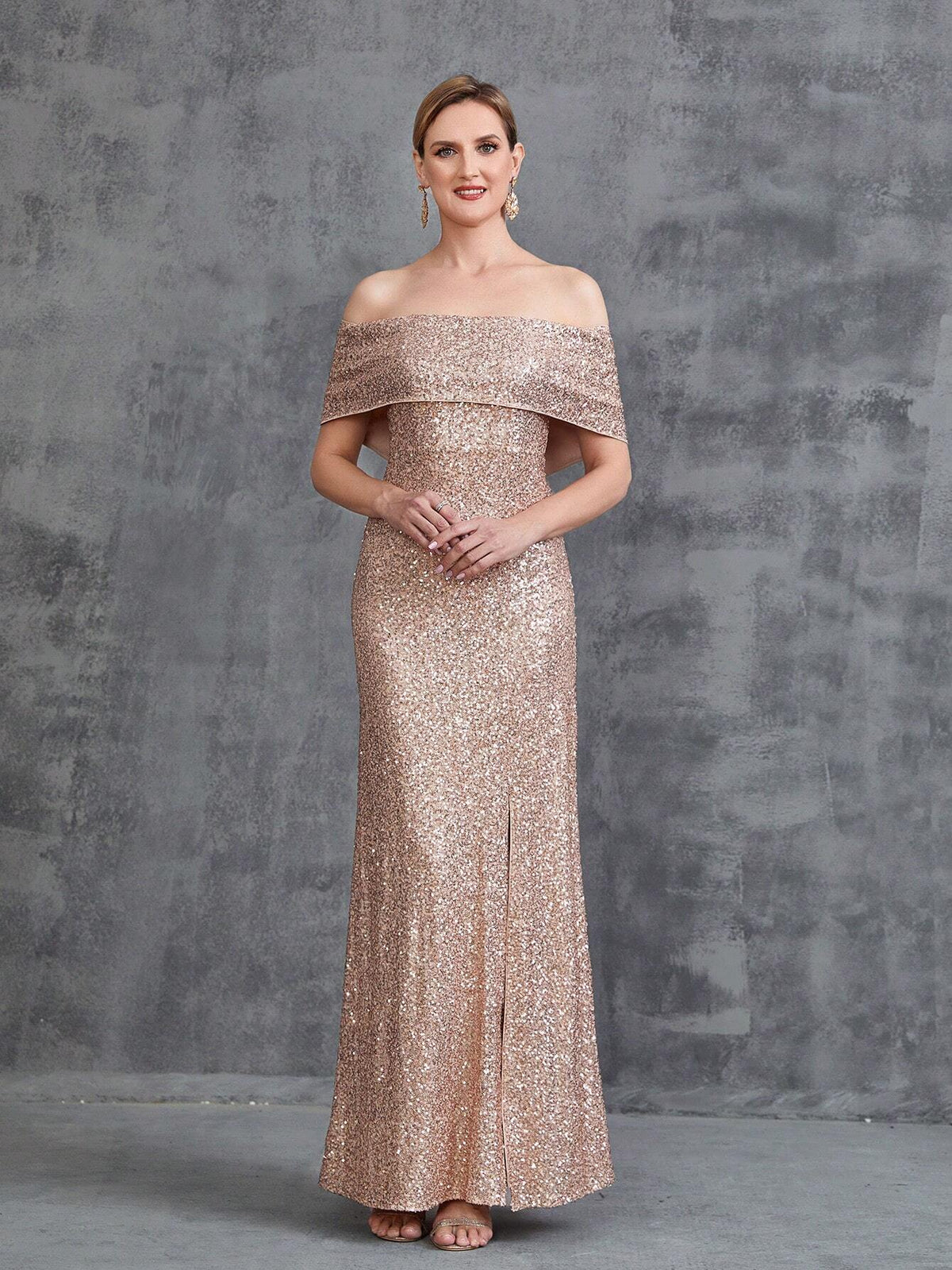 Womens' Off Shoulder Sequin Formal Dress