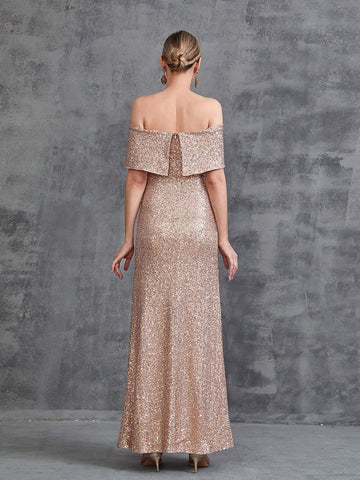 Womens' Off Shoulder Sequin Formal Dress