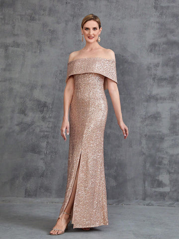 Womens' Off Shoulder Sequin Formal Dress