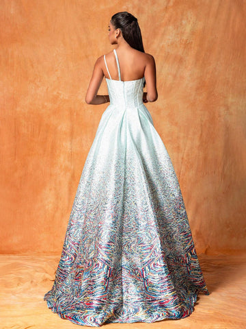 Women's One Shoulder Hollow Out Sleeveless Maxi French Style Elegant Evening Dress With High Side Slit