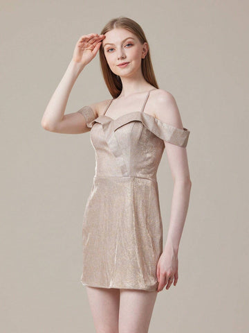 Women's Open Shoulder Sparkly Cocktail Party Dress, Evening Gown