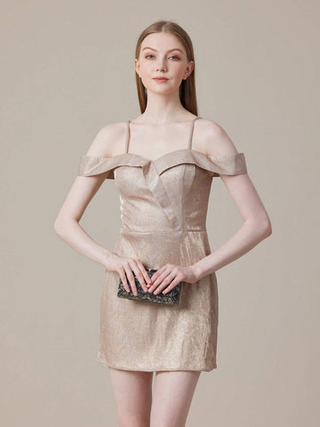 Women's Open Shoulder Sparkly Cocktail Party Dress, Evening Gown