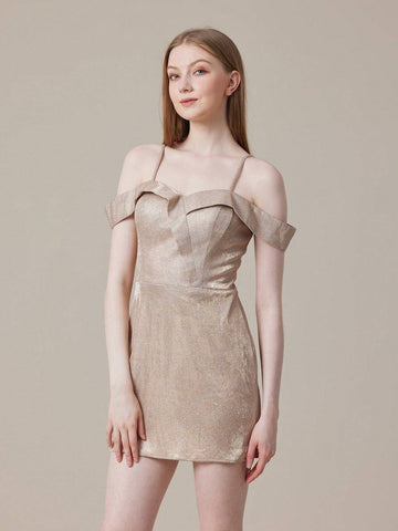 Women's Open Shoulder Sparkly Cocktail Party Dress, Evening Gown