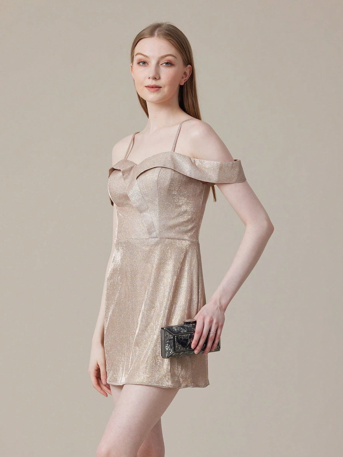 Women's Open Shoulder Sparkly Cocktail Party Dress, Evening Gown