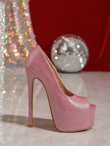Women's Open Toe Stilettos High Heels Fashion Shoes, Pink