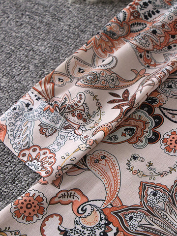 Women's Paisley Print Fashionable Elegant Casual Loose Long Sleeve Shirt