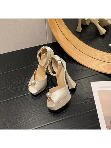 Women's Peep Toe Chunky High Heel Hollow Sandals, Party/Evening Shoes