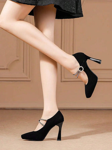 Women's Peep Toe High Heel Shoes, Stiletto Heel Single Strap Elegant Pumps
