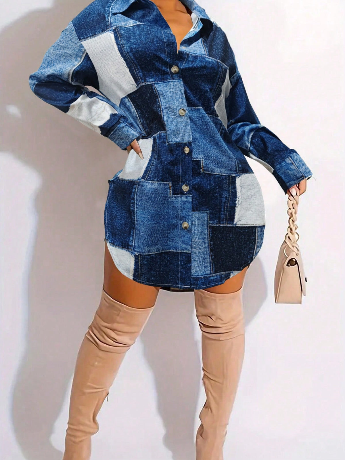 Women's Plaid Drop Shoulder Long Sleeve Single-Breasted Casual Shirt For Autumn