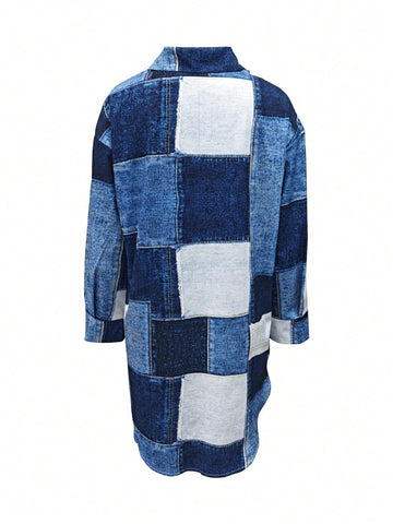 Women's Plaid Drop Shoulder Long Sleeve Single-Breasted Casual Shirt For Autumn