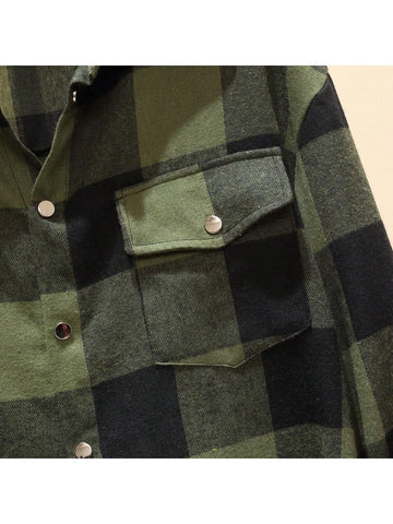 Women's Plaid Long Sleeve Single-Breasted Pocket Casual Shirt, Autumn