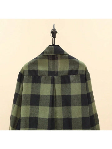 Women's Plaid Long Sleeve Single-Breasted Pocket Casual Shirt, Autumn