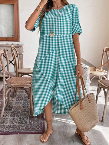 Women's Plaid Printed Cocoon Style Dress