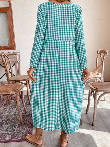 Women's Plaid Printed Cocoon Style Dress