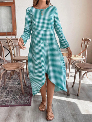 Women's Plaid Printed Cocoon Style Dress