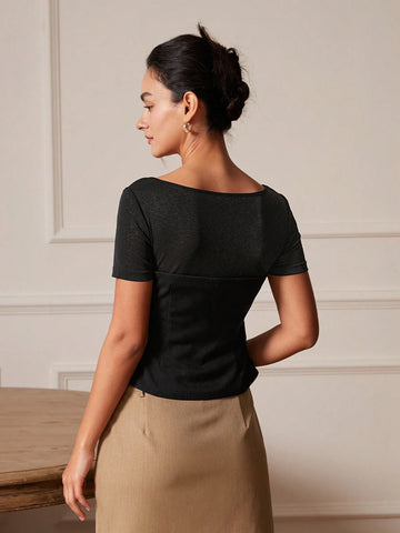 Women's Plain Color Double Layer High Waist Skirt