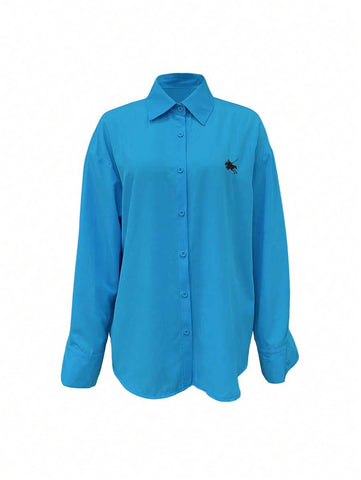 Women's Plain Color Fashion Blouse, Suitable For Summer