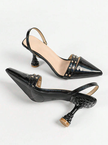 Women's Pointed Toe Backless High Heel Sandals, Trendy Summer, Autumn, Winter