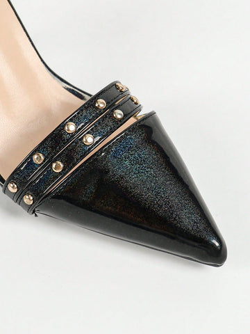 Women's Pointed Toe Backless High Heel Sandals, Trendy Summer, Autumn, Winter