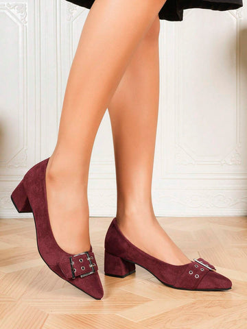Women's Pointed Toe Chunky Heel Slip-On Fashion Sandals