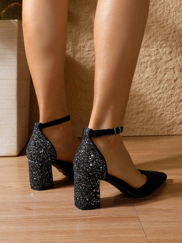 Women's Pointed Toe Color-Block Chunky Heel Elegant Party Simple Outdoor Comfortable