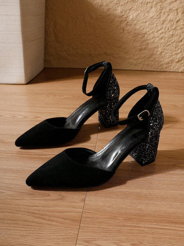 Women's Pointed Toe Color-Block Chunky Heel Elegant Party Simple Outdoor Comfortable