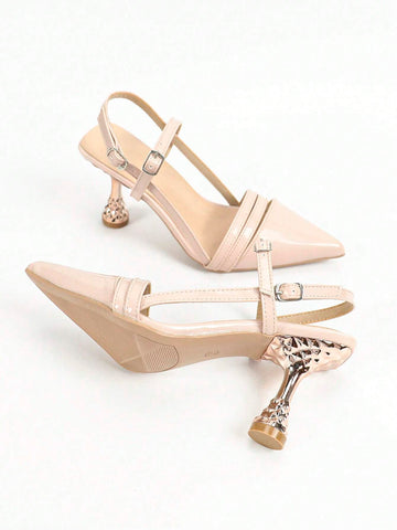 Women's Pointed Toe High Heel Sandals With Ankle Strap, Fashionable Open Toe Design