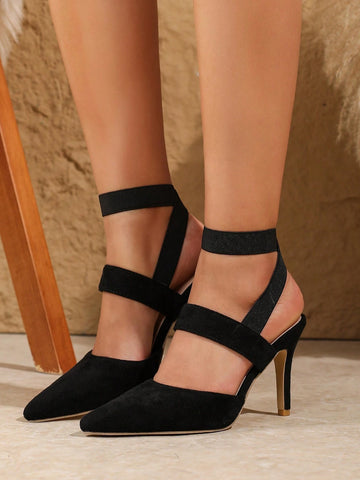Women's Pointed Toe High Heel Shoes - French Design Sexy Slingback Mid Heel Pumps