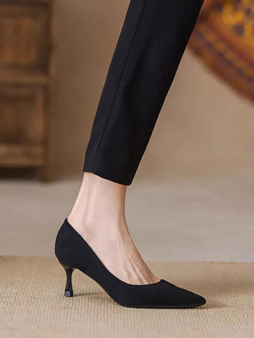 Women's Pointed Toe High Heel Shoes, Korean Style Ol Work Suede Stilettos