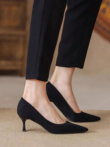 Women's Pointed Toe High Heel Shoes, Korean Style Ol Work Suede Stilettos
