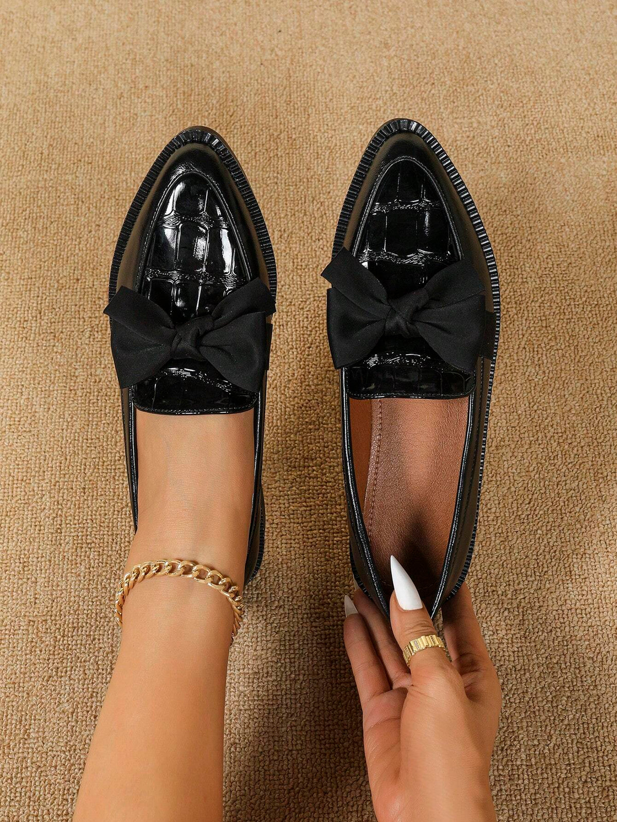 Women's Pointed Toe Oxfords, Slip On Flats, Bowknot, Thick Sole Loafers Shoes, New Arrival,