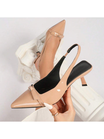 Women's Pointed Toe Shallow Slip-On High Heel Shoes, 2025 Summer New French Style Hollow-Out Strap