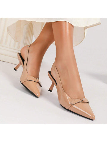 Women's Pointed Toe Shallow Slip-On High Heel Shoes, 2025 Summer New French Style Hollow-Out Strap