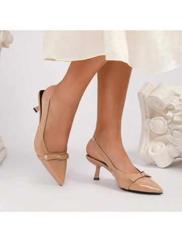 Women's Pointed Toe Shallow Slip-On High Heel Shoes, 2025 Summer New French Style Hollow-Out Strap