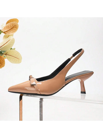 Women's Pointed Toe Shallow Slip-On High Heel Shoes, 2025 Summer New French Style Hollow-Out Strap