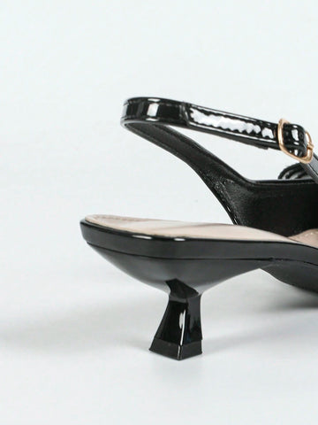 Women's Pointed Toe Unique High Heels Patent Leather Butterfly Decor Rhinestones Pumps,