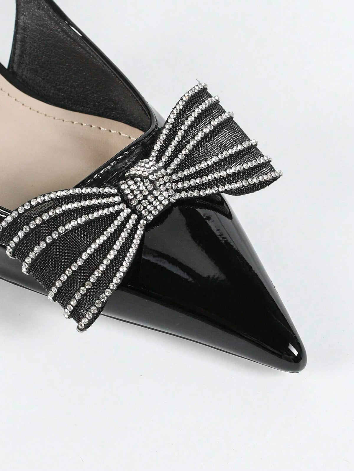 Women's Pointed Toe Unique High Heels Patent Leather Butterfly Decor Rhinestones Pumps,