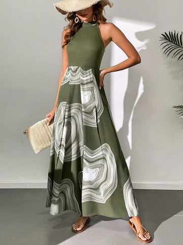 Women's Printed Halterneck Jumpsuit