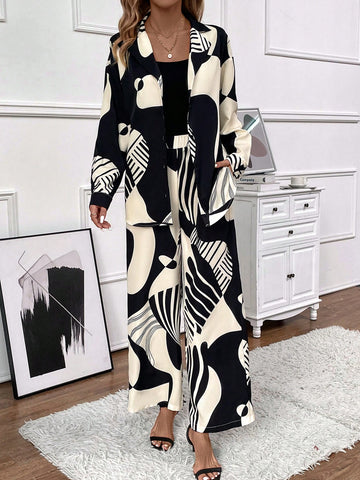 Women's Printed Shirt And Pants Set