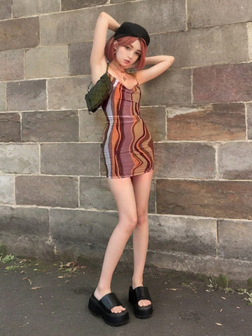 Women's Printed Sleeveless Criss Cross Back Strap Dress