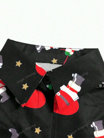 Women's Random Print Button Down Casual Long Sleeve Shirt