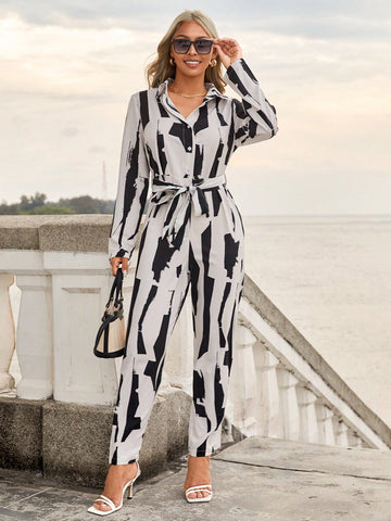 Women's Random Print Jumpsuit