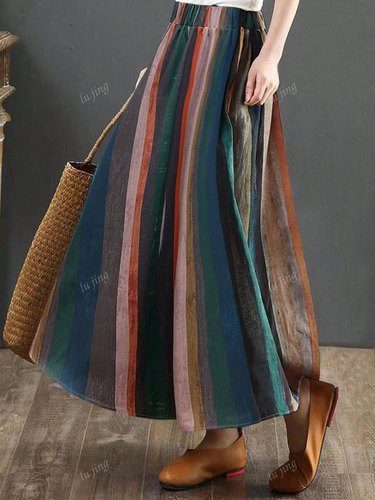 Women's Random Printed Casual Loose A-Line Skirt