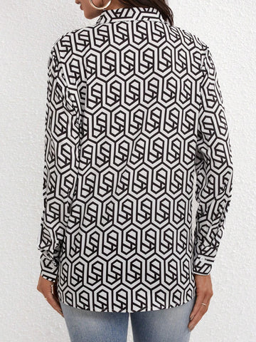Women's Random Printed Simple Daily Long Sleeve Shirt
