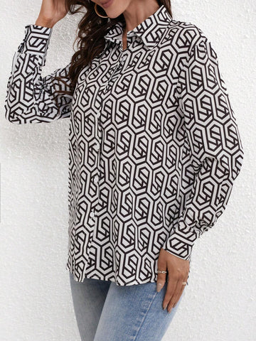 Women's Random Printed Simple Daily Long Sleeve Shirt