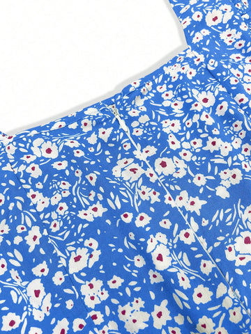 Women's Random Printed Square Neck Casual Dress