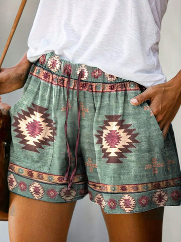 Women's Retro Casual Geometric Printed Shorts